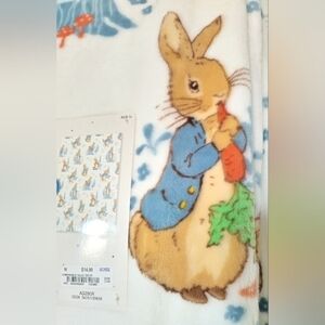 Beatrix Potter Peter Rabbit Woodland Garden Spring Plush Throw Blanket 50x70 NEW